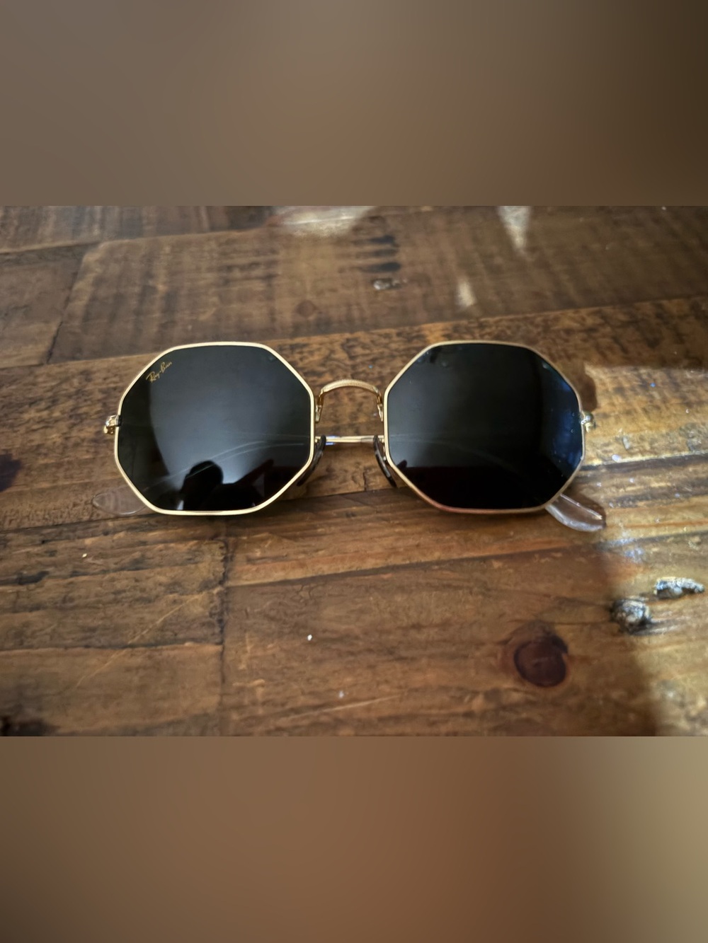 Ray-Ban Gold Octogon Frame Sunglasses